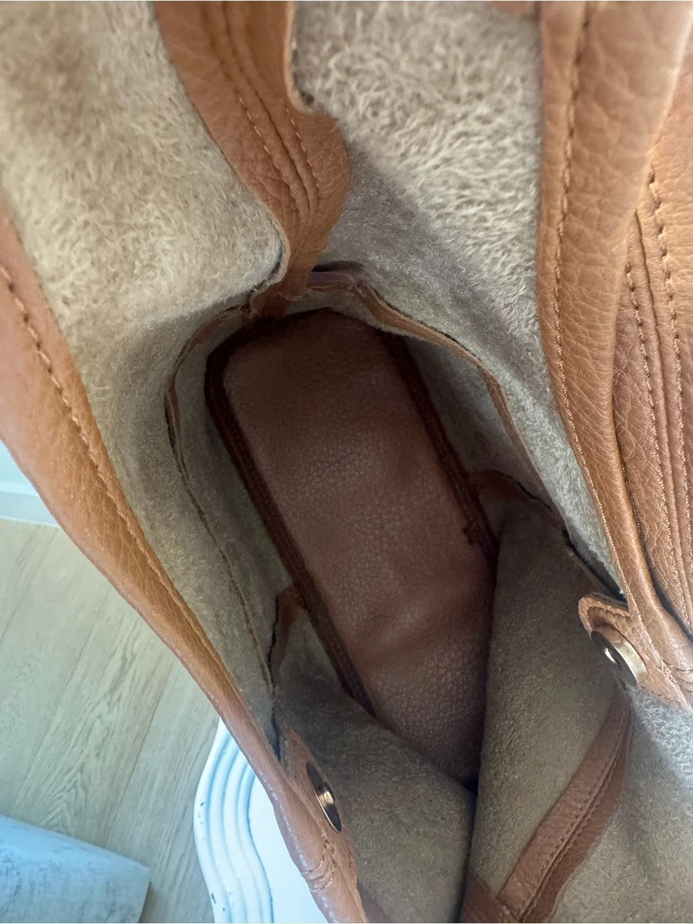 Pebbled Leather Hobo Cognac Shoulder Bag with Adjustable Strap Boho Minimalist